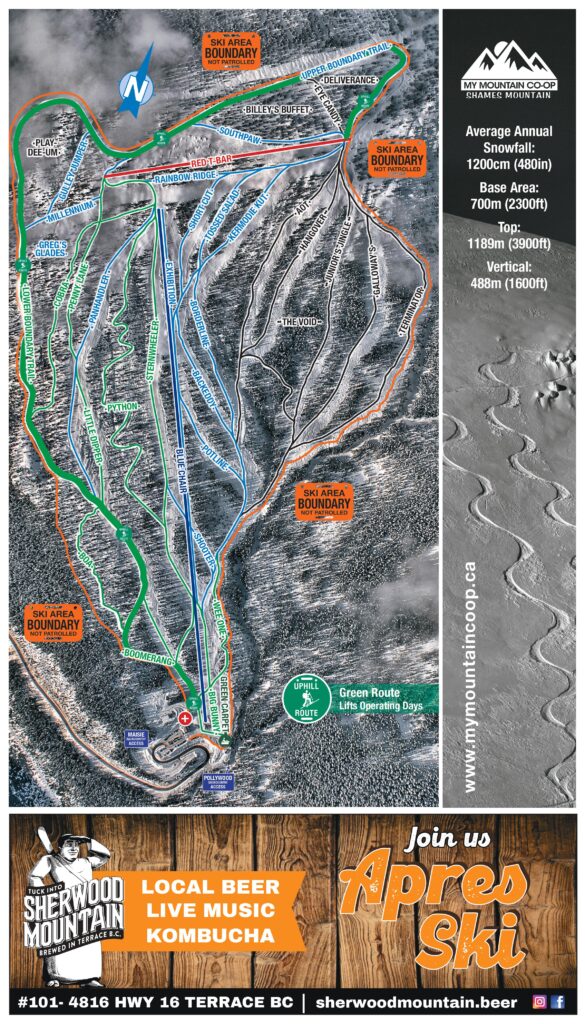 Trail map of Shames Mountain
